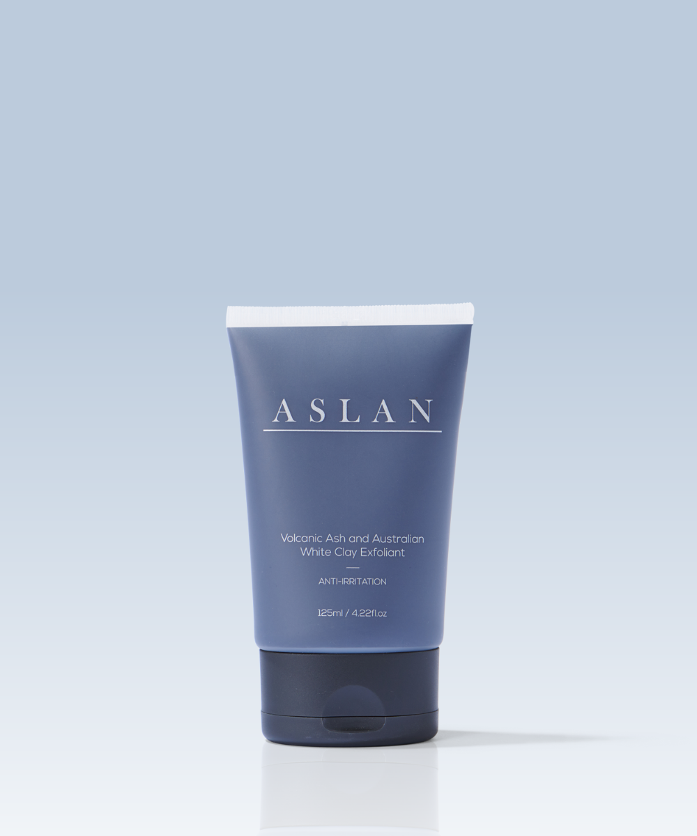 Aslan™ offers a gentle exfoliant for sensitive skin. Our Volcanic Ash & Australian White Clay Exfoliant effectively removes excess oil and impurities, revealing a clean, brighter surface. 